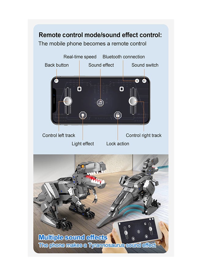CaDA - CaDA Remote Control with Programmable APP Toy Building Blocks Set Grey Programming  Tyrannosaurus Rex C59006W 701pcs for +6 Years old - Image 1