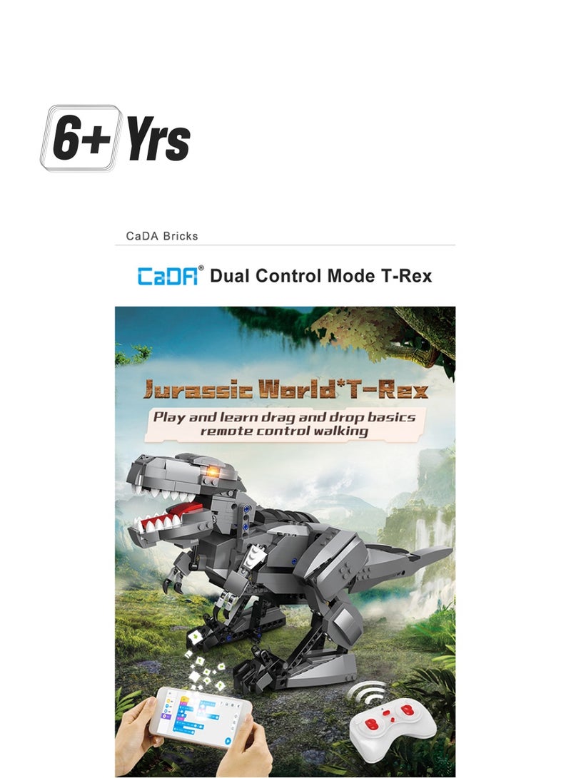 CaDA Remote Control with Programmable APP Toy Building Blocks Set Grey Programming  Tyrannosaurus Rex C59006W 701pcs for +6 Years old - Image 2