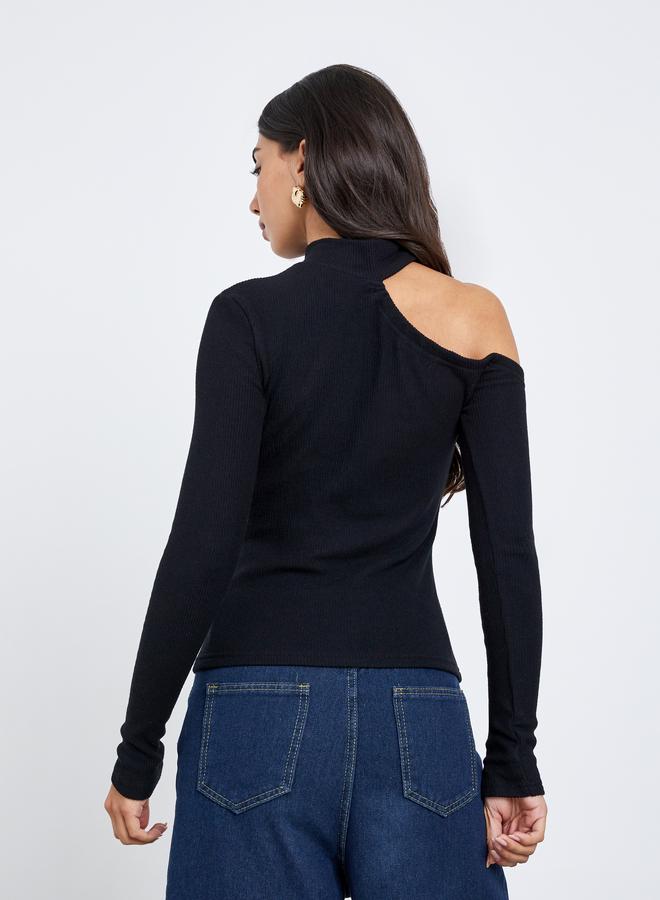 ستايلي بلوزة محبوكة بتفاصيل كتف واحد - Image 4