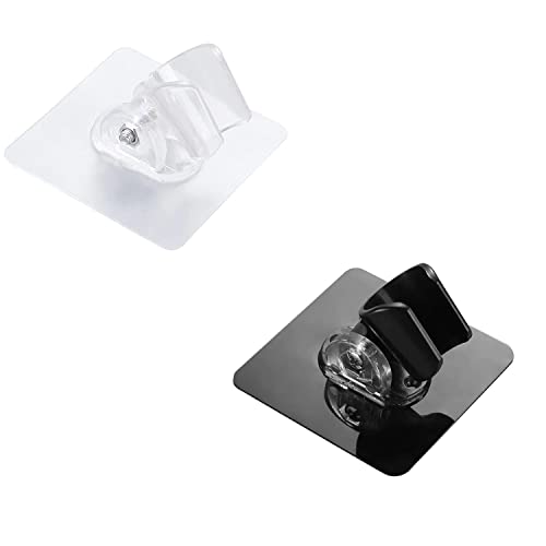 SEMITO Self Adhesive Shower Head Holder Adjustable Bathroom Wall Mount Bracket Self-adhesive Handheld Drill-free Showerhead Rack Punch-free Chrome (White, 1) - Image 1