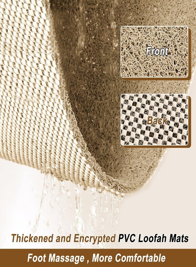 MINUPWELL Extra Large Shower Mat, 58"x32" Large Shower Mat Non-Slip, Bathtub Mat Non-Slip, Quick Dry Bathtub Mats Soft PVC Loofah Trimmable Bathroom Rugs, Shower and Wet Areas for Tub and Bathroom, Light Khaki - Image 2