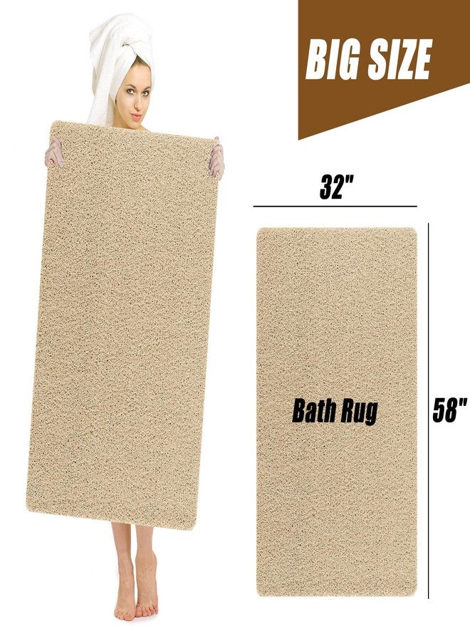MINUPWELL Extra Large Shower Mat, 58"x32" Large Shower Mat Non-Slip, Bathtub Mat Non-Slip, Quick Dry Bathtub Mats Soft PVC Loofah Trimmable Bathroom Rugs, Shower and Wet Areas for Tub and Bathroom, Light Khaki - Image 3