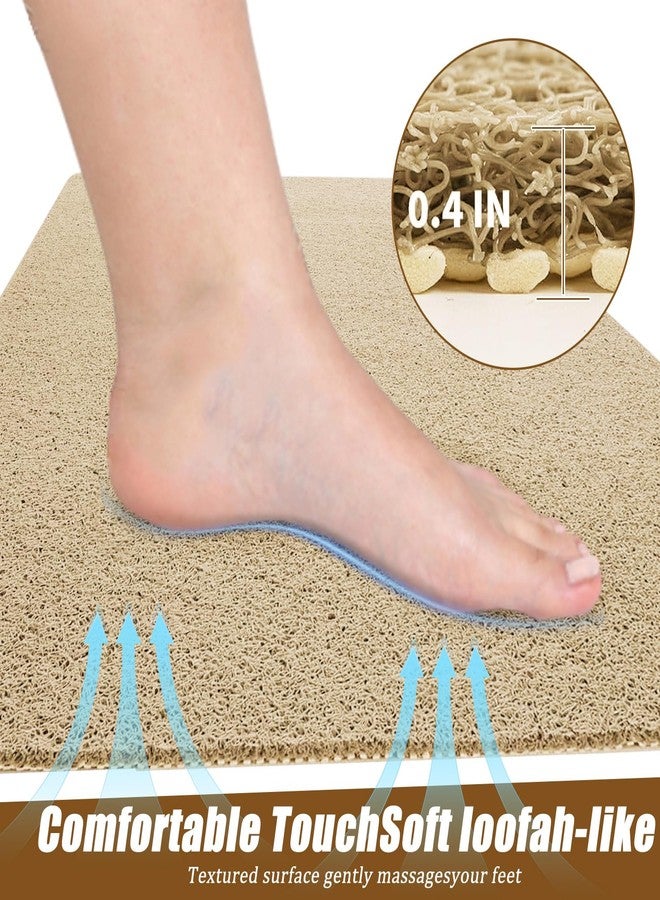 MINUPWELL Extra Large Shower Mat, 58"x32" Large Shower Mat Non-Slip, Bathtub Mat Non-Slip, Quick Dry Bathtub Mats Soft PVC Loofah Trimmable Bathroom Rugs, Shower and Wet Areas for Tub and Bathroom, Light Khaki - Image 5
