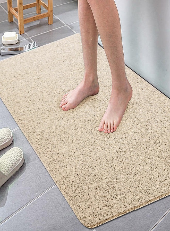 MINUPWELL Extra Large Shower Mat, 58"x32" Large Shower Mat Non-Slip, Bathtub Mat Non-Slip, Quick Dry Bathtub Mats Soft PVC Loofah Trimmable Bathroom Rugs, Shower and Wet Areas for Tub and Bathroom, Light Khaki - Image 1
