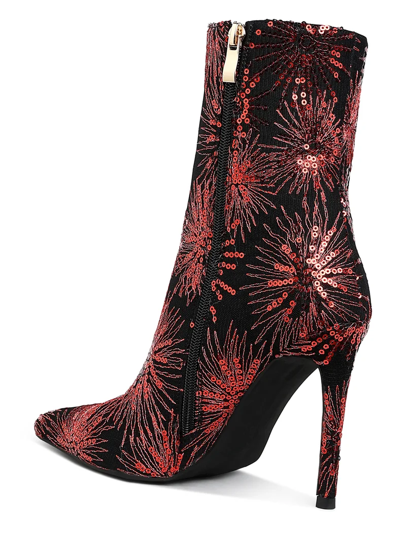 London Rag Sequin Embellished Stiletto Boots in Red