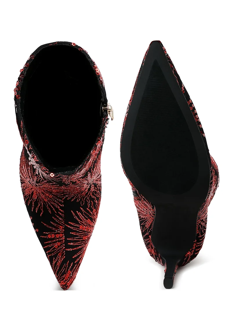 London Rag Sequin Embellished Stiletto Boots in Red