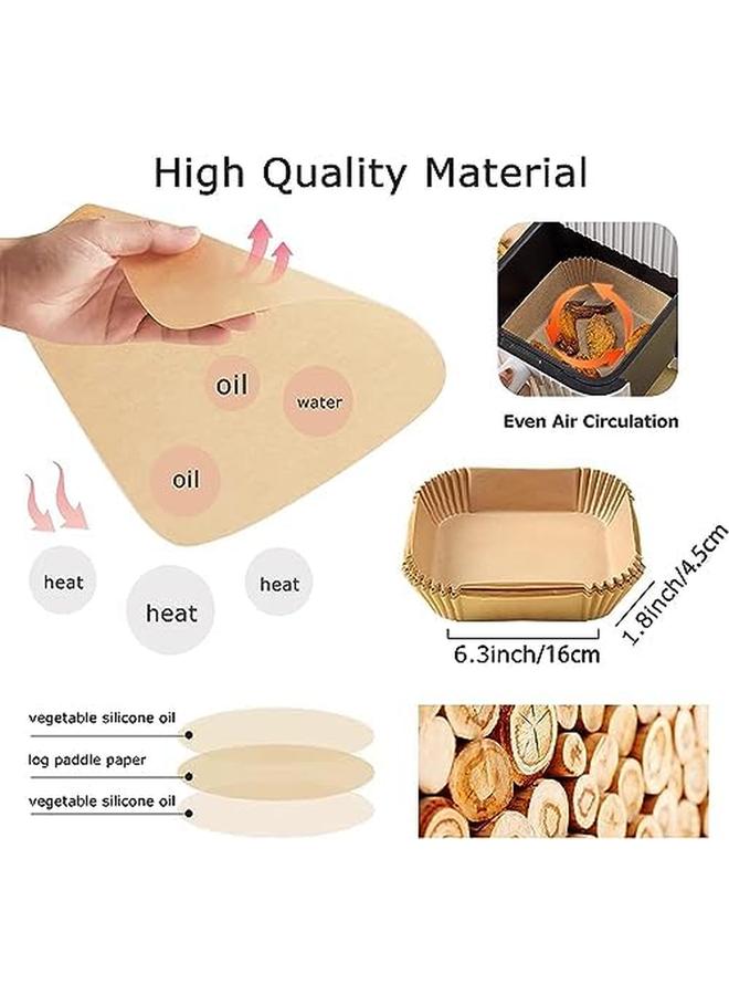 إي سي في في 100 قطعة من مقلاة الهواء، بطانة ورقية للاستعمال مرة واحدة، بطانات مقلاة هوائية مربعة من ورق الخبز للمقلاة الهوائية، ورق زبدة مقاوم للماء للخبز والتحميص في الميكروويف، 7.8 بوصة 20 سم مربع - Image 2