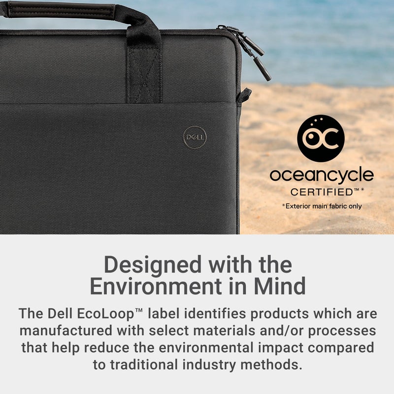 Dell 15-16 EcoLoop Pro Sleeve - CV5623 - Organizer, Front Zippered Pocket, Weather-resistant, Luggage Pass Through, Padded Carry Handles, Detachable Shoulder Strap, Nylex Lining Material - Black - Image 4