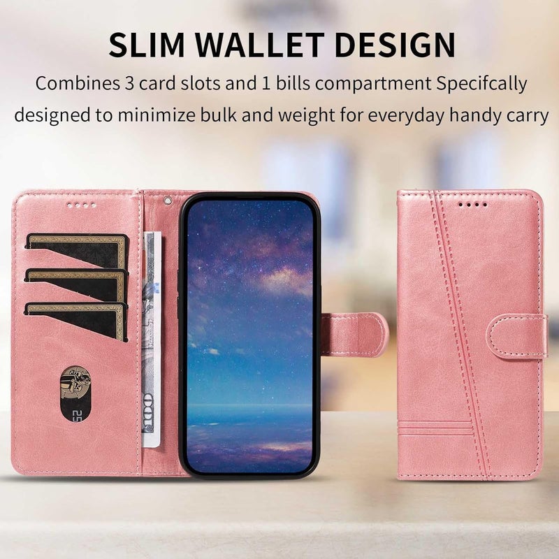 YUANSHXM-Flip Case for Google Pixel 9/Pixel 9 Pro/Pixel 9 Pro XL,Leather Wallet Case Magnetic Closure Card Slot Kickstand Drop Protection Phone Cove (9,Black) - Image 4