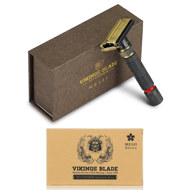 VIKINGS BLADE Adjustable Double Edge Safety Razor + Luxury Case. Smooth, Reusable, Eco-Friendly (The Emperor â€œMeijiâ€) - Image 2