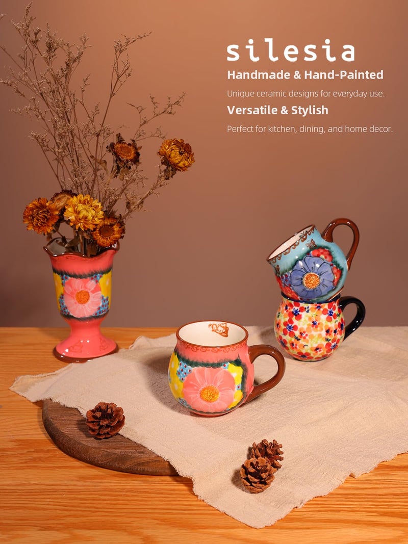 silesia Handmade Coffee Mug with Handle, 12 Ounce Ceramic Hand-Painted Flower Mugs for Home and Kitchen in Gift Box, Oven, Dishwasher & Microwave Safe, Glazed Pink - Image 5