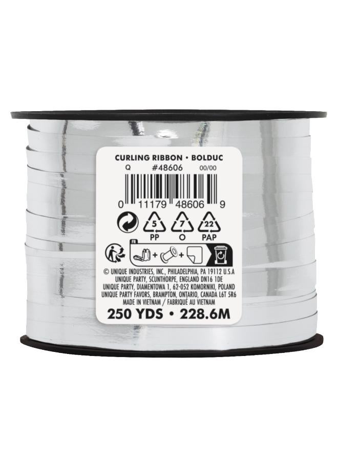 Unique شريط تجعيد معدني فضي - 250 ياردة - Image 1