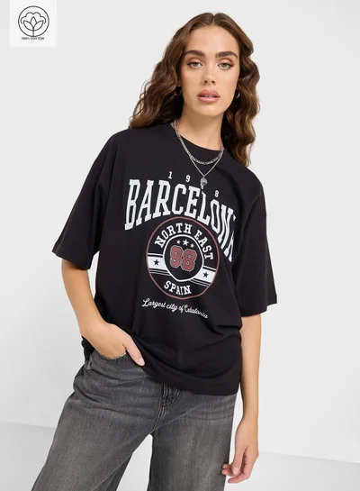 Ginger Oversize Varsity Graphic T-Shirt