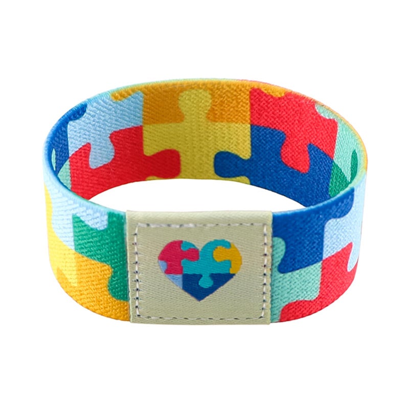 Nanafast Autism Awareness Bracelet - Colorful Elastic Wristband for Women & Men-7.48" - Image 3