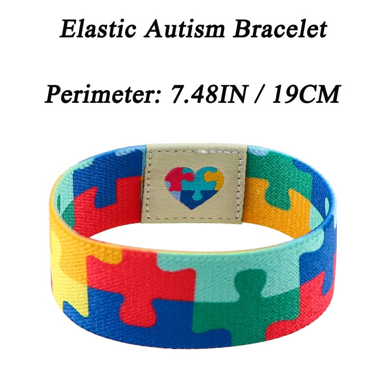 Nanafast Autism Awareness Bracelet - Colorful Elastic Wristband for Women & Men-7.48" - Image 2