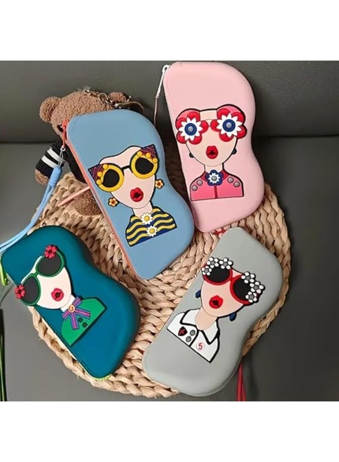UKR Silicone Glasses Case Soft Zipper Eyewear Pouch for Women | Travel Organizer for Sunglasses, Makeup & Jewelry Pop Art - Image 3