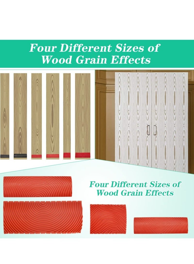 Excefore Wood Graining Painting Tool, 4 PCS Rubber Empaistic Wood Grain Tool Set for DIY Wall Art and Decoration,7.4/8.7/13/15 cm  - Image 4
