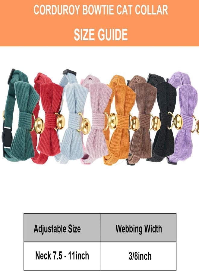 يودوت طوق قطط قطني قابل للفك من YUDOTE مع ربطة عنق وجرس، أطواق قطط صغيرة ناعمة ولطيفة من المخمل المضلع قابلة للتعديل للقطط الإناث والذكور - Image 2