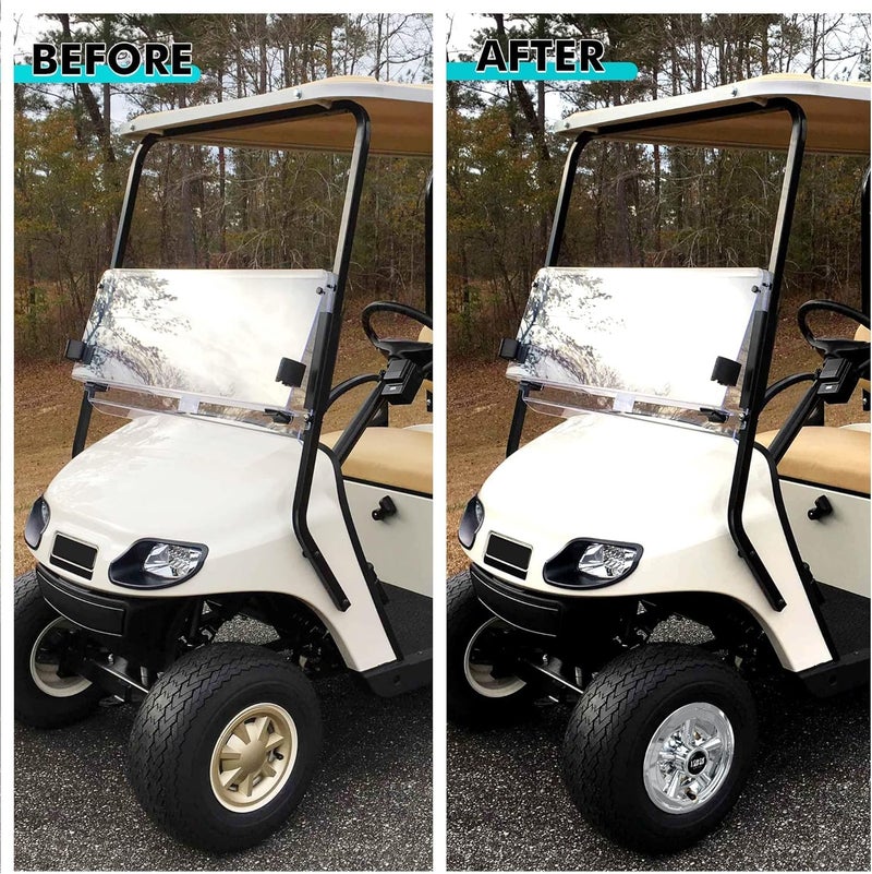 10L0L Golf Cart Hubcaps 8 inch Wheel Covers for Club Car, EZGO, Yamaha, Hub Cap 8" Set of 4, Chrome Silver - Image 4