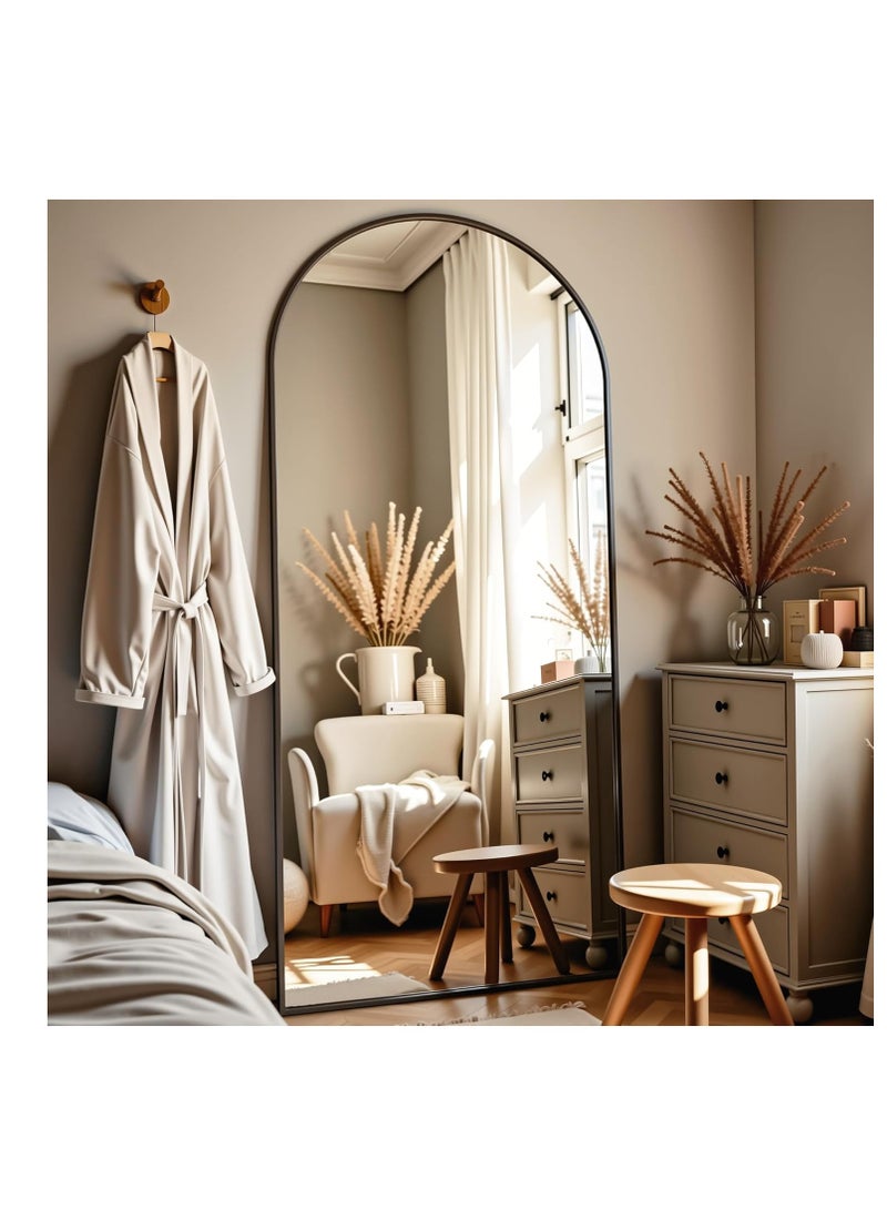 Y&D Thickening Full Length Mirror,71"x32"Oversized Floor Mirror with Stand,Arched Full Body Mirror Standing Leaning Against Wall,Hanging Mounted Body Mirrors,Large Mirrors for Bedroom Cloakroom,Black - Image 3