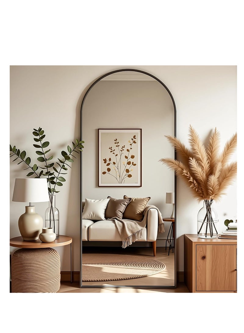 Y&D Thickening Full Length Mirror,71"x32"Oversized Floor Mirror with Stand,Arched Full Body Mirror Standing Leaning Against Wall,Hanging Mounted Body Mirrors,Large Mirrors for Bedroom Cloakroom,Black - Image 1