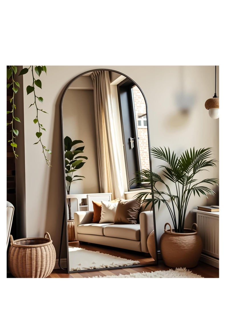 Y&D Thickening Full Length Mirror,71"x32"Oversized Floor Mirror with Stand,Arched Full Body Mirror Standing Leaning Against Wall,Hanging Mounted Body Mirrors,Large Mirrors for Bedroom Cloakroom,Black - Image 2