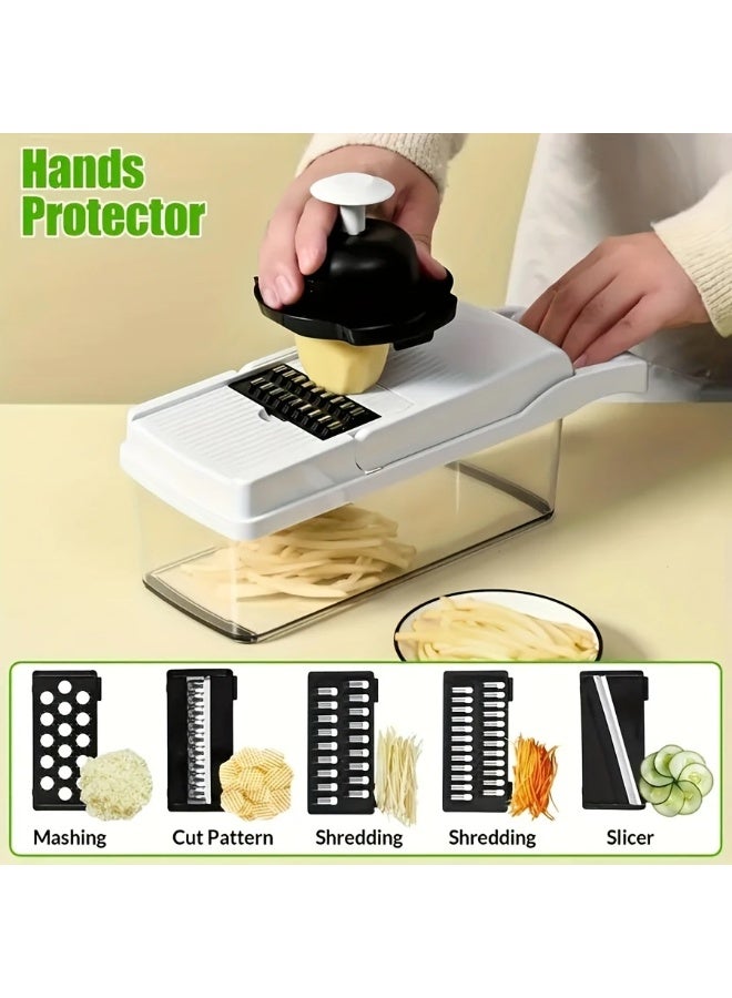 "قطاعة خضروات 22 في 1 – قطاعة وبَشّارة طعام متعددة الاستخدامات مع حاوية | فرمة بصل، مبشرة بطاطس، أدوات مطبخ أساسية (للمنزل والسكن الجامعي)" - Image 3