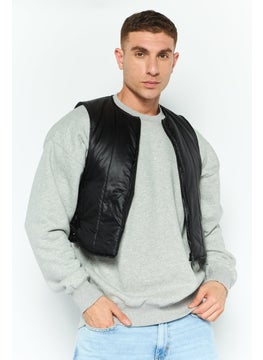 Men Quilted Vest Jacket, Black