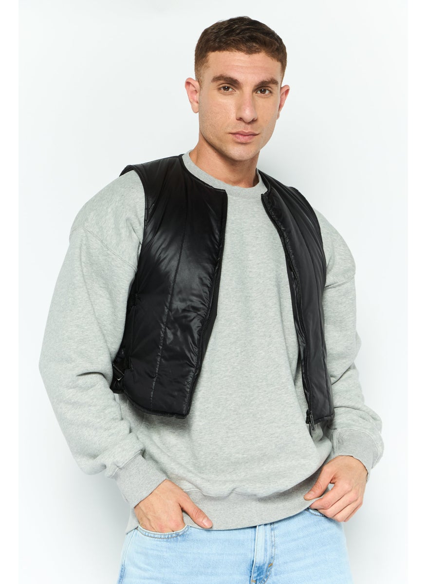 EMPORIO ARMANI - Men Quilted Vest Jacket, Black - Image 1