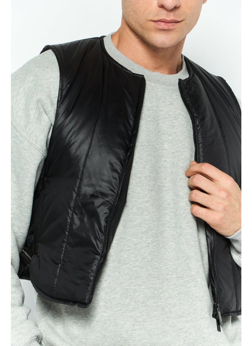 EMPORIO ARMANI - Men Quilted Vest Jacket, Black - Image 1