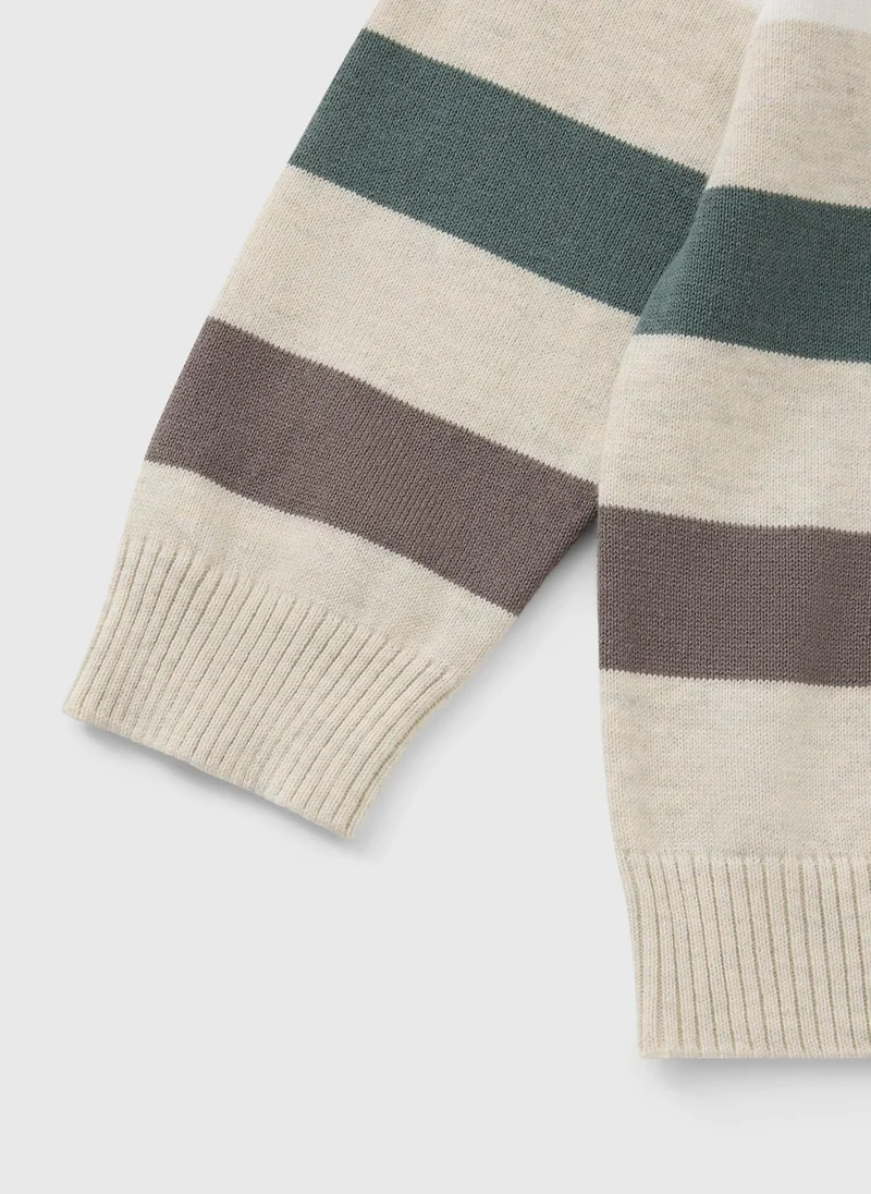 ماتلان Boys Oatmeal Stripe Fine Knitted Jumper
