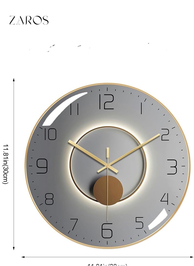 Zaros - 11.8 Inch Silent Non-Ticking Rustic Wall Clock, Roman Numerals, Wooden Round Home Decorative Wall Clock, Battery Operated, Indoor Vintage French Clock - Image 1