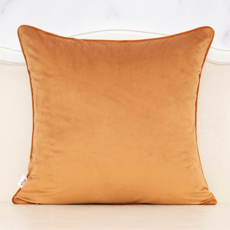 Alerfa Orange Floral Throw Pillow Cover 20 x 20 Inch Cut Velvet Sqaure Luxury Decorative Pillow Cover for Couch Living Room Bedroom - Image 2