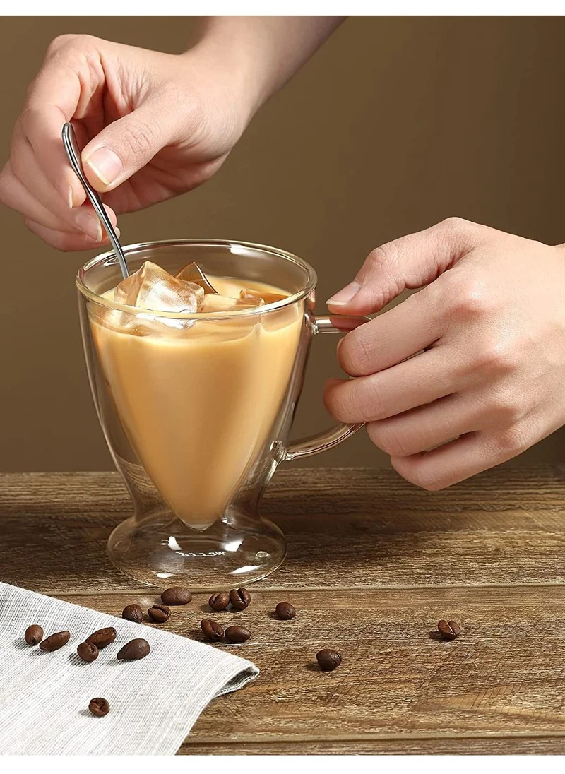 1 تشيس أكواب قهوة من الزجاج الأيرلندي بجدار مزدوج مع مقبض مجموعة من 2