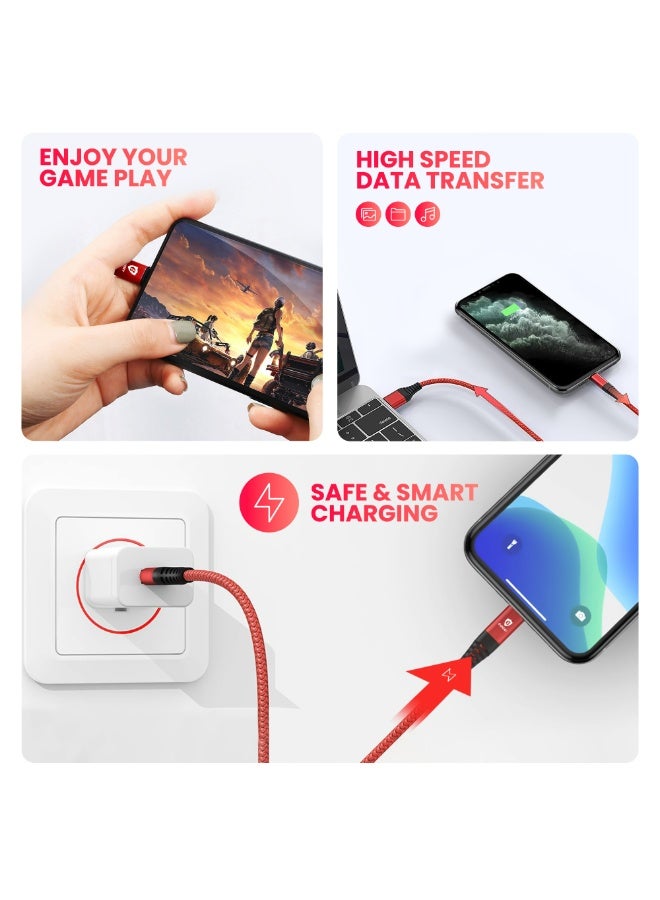 إيلونسي كابل شحن USB إلى Lightning بطول 1 متر، كابل شحن سريع متوافق مع iPhone 14/14 Pro/14 Pro Max، 13، 12 Pro/Max/X - أحمر - Image 5