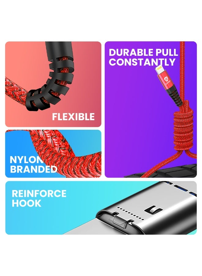 إيلونسي كابل شحن USB إلى Lightning بطول 1 متر، كابل شحن سريع متوافق مع iPhone 14/14 Pro/14 Pro Max، 13، 12 Pro/Max/X - أحمر - Image 4