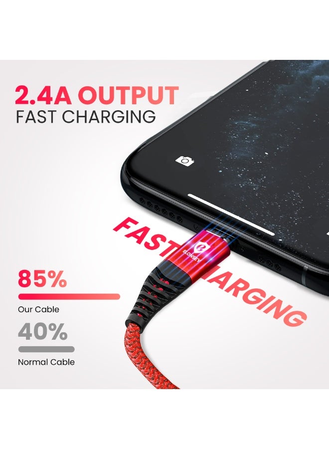 إيلونسي كابل شحن USB إلى Lightning بطول 1 متر، كابل شحن سريع متوافق مع iPhone 14/14 Pro/14 Pro Max، 13، 12 Pro/Max/X - أحمر - Image 2