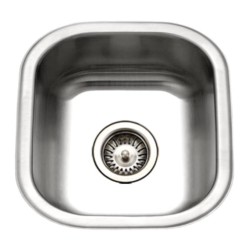 Houzer Club Stainless Steel Kitchen Sink for Bar & Prep: 17 Inch Undermount Single Bowl Sink with Strainer, Durable & Versatile, Essential for Home & Apartment: MS-1708-1 - Image 1