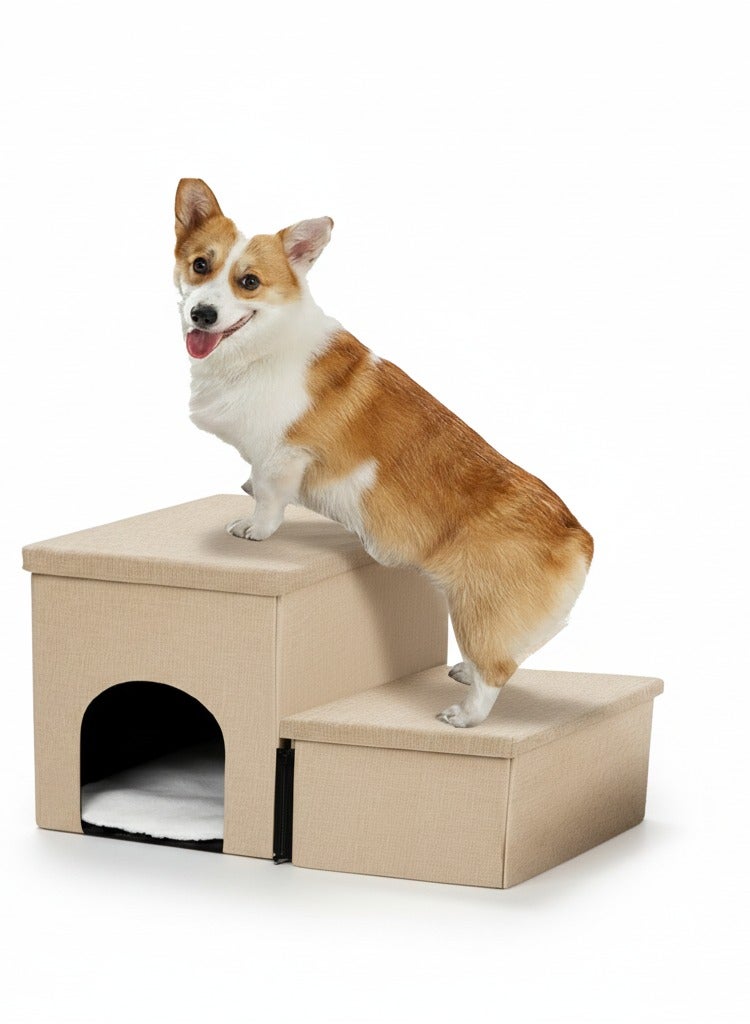 A.M Pet Stairs for Dogs and Cats, 2 Steps Dog Stairs, Non-Slip Dog Stairs for Small Dogs, Foldable with Storage Space for Dogs, Cats, Dogs - Image 1