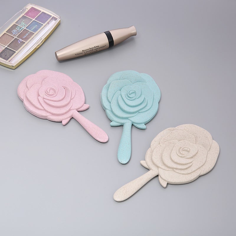 Single-Sided Plastic Small Mirror Rose Flower Beauty Salon Hand-Held Cosmetic Mirror Hd Mirror Portable Handle Mirror - Image 3