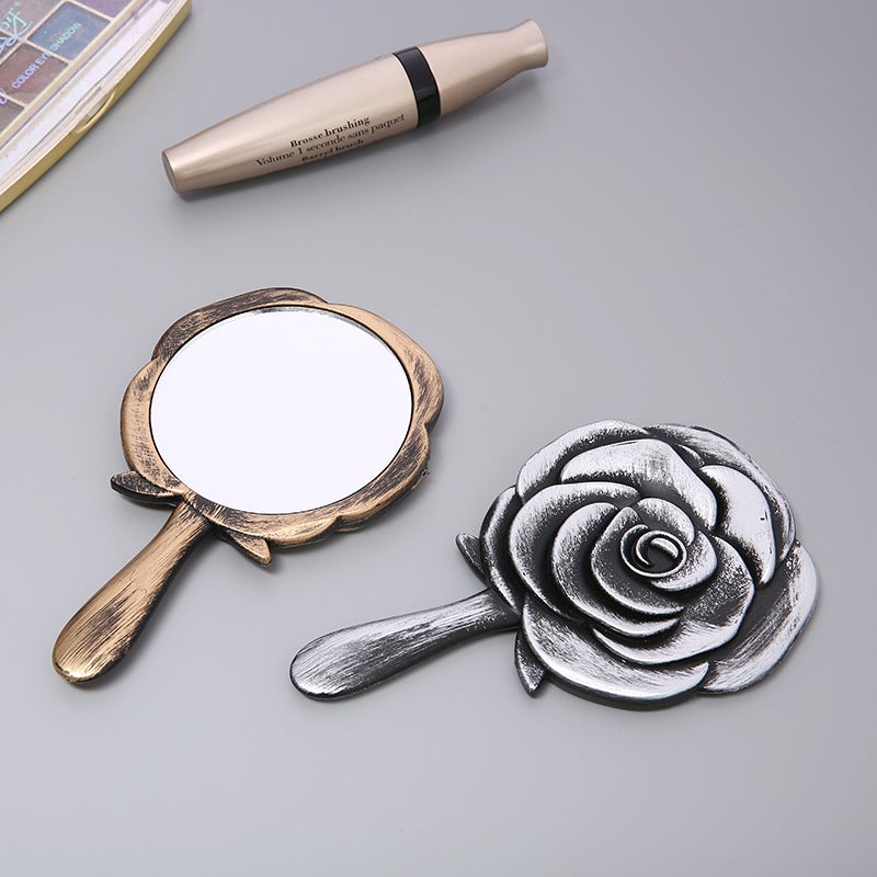 Single-Sided Plastic Small Mirror Rose Flower Beauty Salon Hand-Held Cosmetic Mirror Hd Mirror Portable Handle Mirror - Image 4