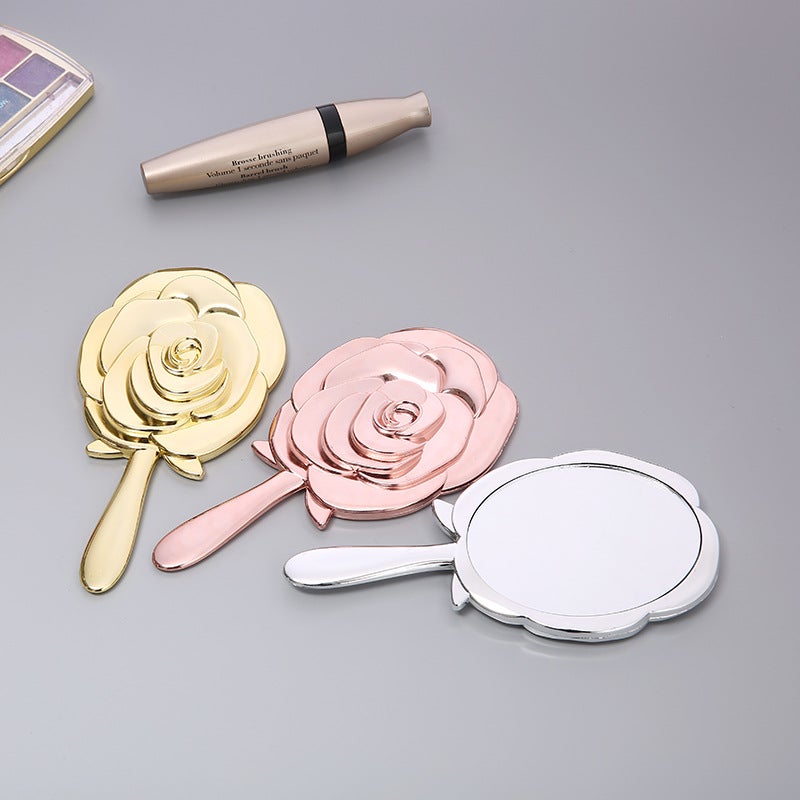 Single-Sided Plastic Small Mirror Rose Flower Beauty Salon Hand-Held Cosmetic Mirror Hd Mirror Portable Handle Mirror - Image 2