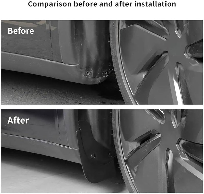 مجموعة حواجز الطين الخلفية تسلا موديل واي 2025 جونيبر، مجموعة واقيات الرش باللون الأسود - Image 4