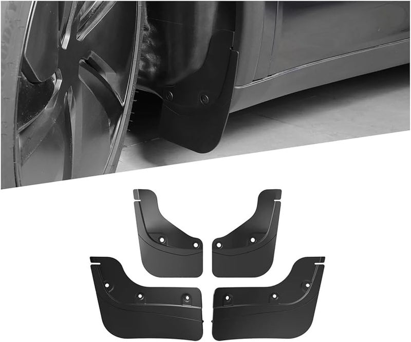 مجموعة حواجز الطين الخلفية تسلا موديل واي 2025 جونيبر، مجموعة واقيات الرش باللون الأسود - Image 3