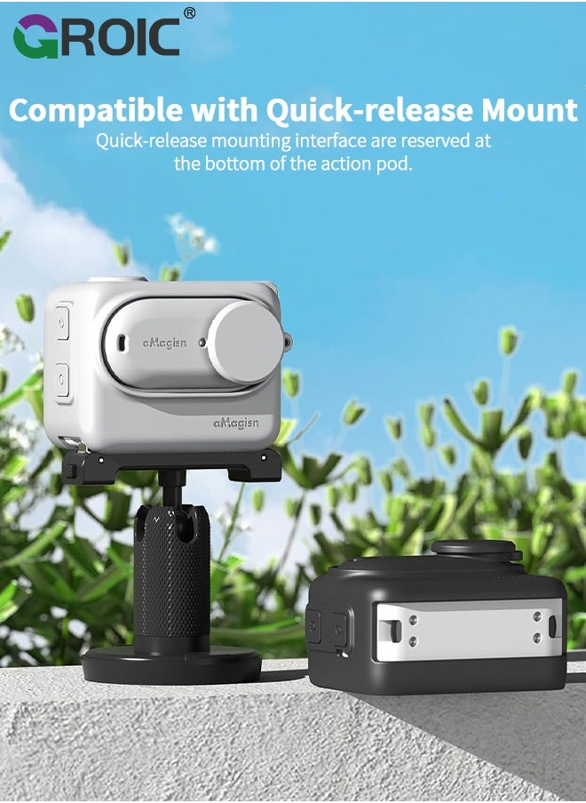 GROIC - غطاء حماية رمادي من السيليكون لكاميرا Insta360 GO 3 + جراب عمل يأتي مع حبل تعليق للرقبة - Image 1