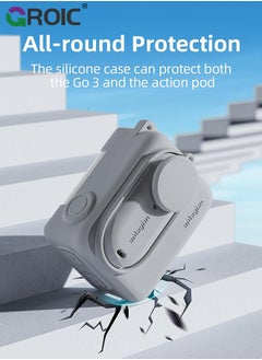 GROIC Silicone Protective Grey Case Body Cover Sleeve for Insta360 GO 3 Camera + Action Pod Comes with Neck Hang Rope  - Image 5