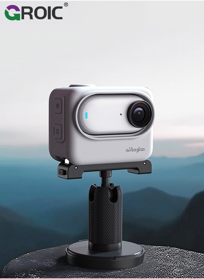 GROIC - غطاء حماية رمادي من السيليكون لكاميرا Insta360 GO 3 + جراب عمل يأتي مع حبل تعليق للرقبة - Image 1