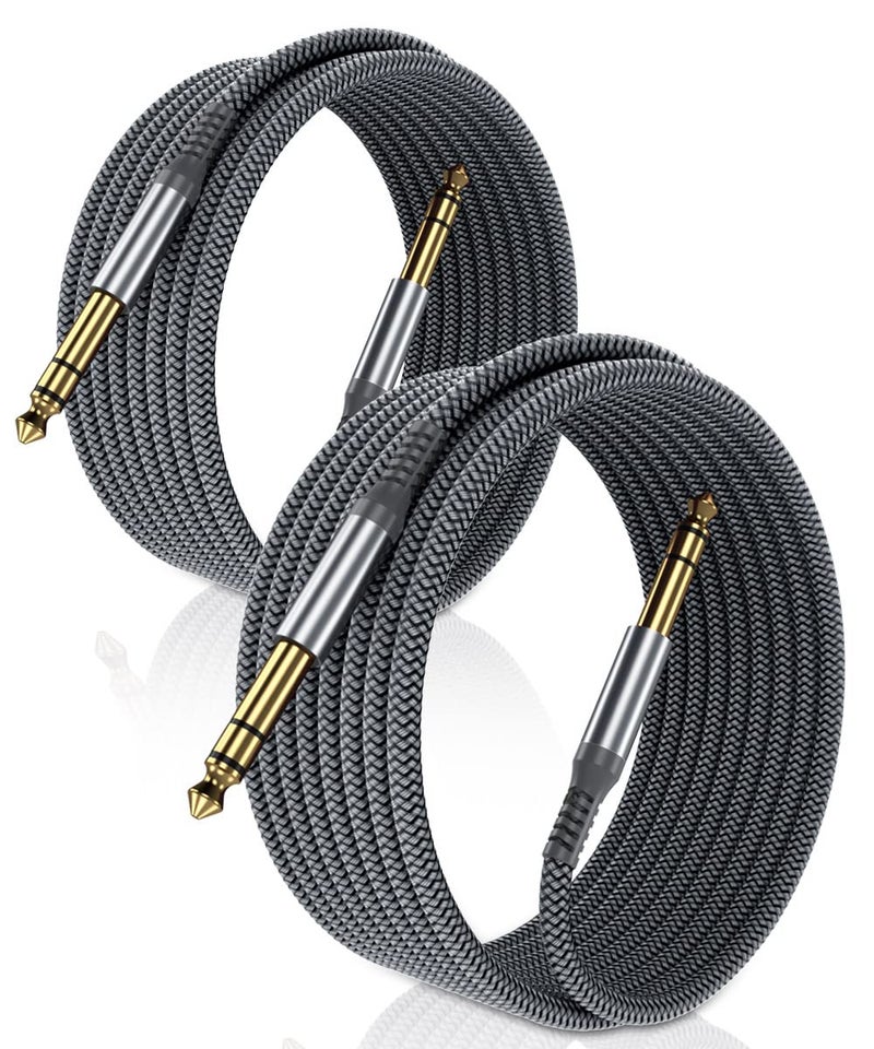 Elebase 1/4 Inch TRS Instrument Cable 20ft 2-Pack,Straight 6.35mm Male Jack Stereo Audio Interconnect Cord,6.35 mm Balanced Line for Electric Guitar,Bass,Keyboard,Mixer,Amplifier,Amp,Speaker,Equalizer - Image 1