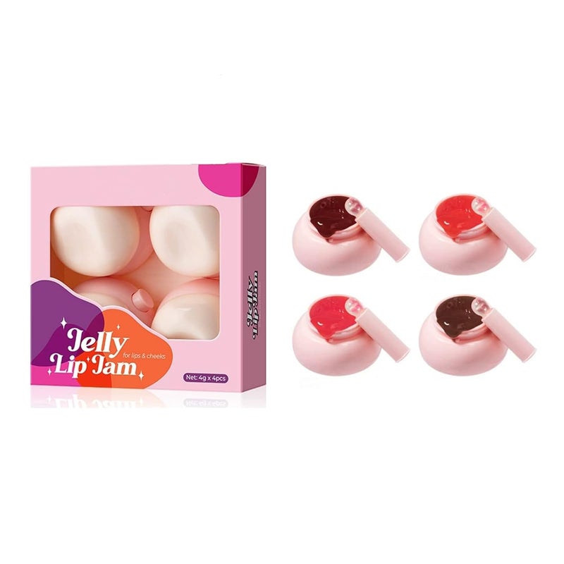 4-Color Jelly Lip Gloss Set, Hydrating, Moisturizing, Nourishing, Plumping, Long-Lasting, Non-Sticky, Glossy & Shiny Lip Care, Lips Balm for Dry & Chapped Lips, Natural Look, Gift for Women & Girls - Image 1