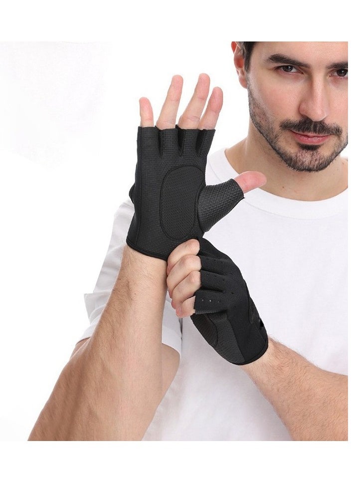 Generic - Half Finger Gloves For GYM Exercise, Weightlifting And Cycling Size XXL, Black - Image 1